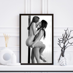 8″x12″ Nude woman Kissing B&W Rendition Top Quality Photo Art Print PVC