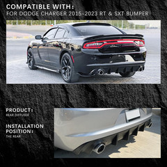 Rear Diffuser Compatible with 2015-2023 Dodge Charger Base & SXT Bumper GT Style