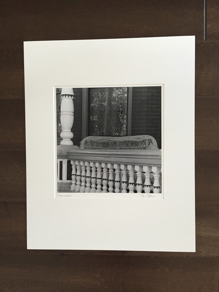 BRUCE BLUM Matted & SIGNED B&W Photo Print (10″X10″)-«Porch & Skeleton»