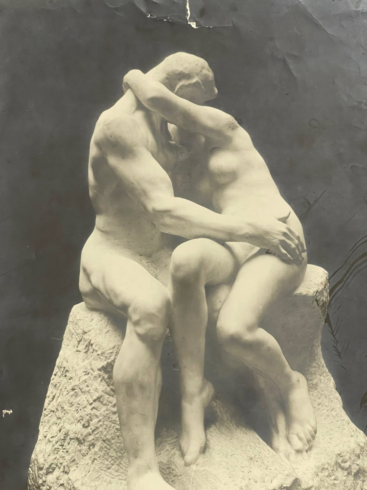 Large Antique Photo Sculpture The Kiss Auguste Rodin Luxembourg Museum