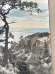 Lg VTG J.M. Garrison Hand Tinted Oil Color Photo Torrey Pines 12.5”x23.5” VGC