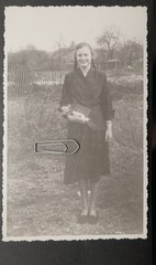 Photo portrait teenage girl confirmation Bible braids Regensburg 1954 picture