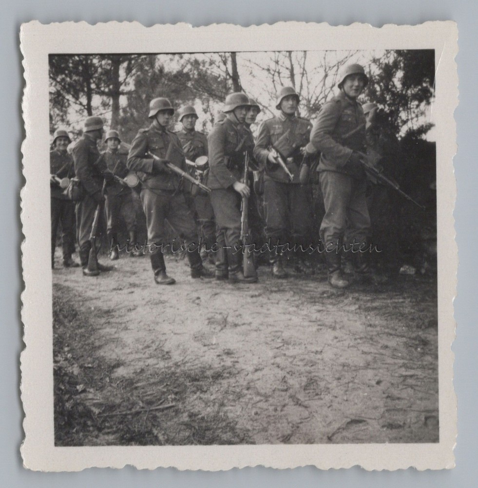 Wehrmacht Soldiers with Rifles France Campaign Occupation 10.1.1942 Photo
