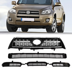 Front Upper & Lower Bumper Grille Grill Fit for 2009 2010 2011 2012 Toyota RAV4