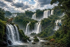 Waterfall Wallpaper Background Cloudy Sky Nature Digital Photo JPEG 1536×1024