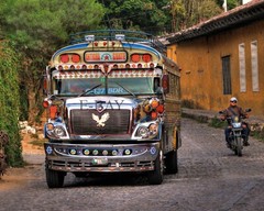 16X20 PHOTO CHICKEN BUS ANTIGUA GUATEMALA, Guatemalan