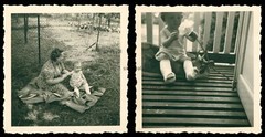 2 x Hamburg around 1954 – Girl with both legs in plaster – 1950s – Photo 6x6cm