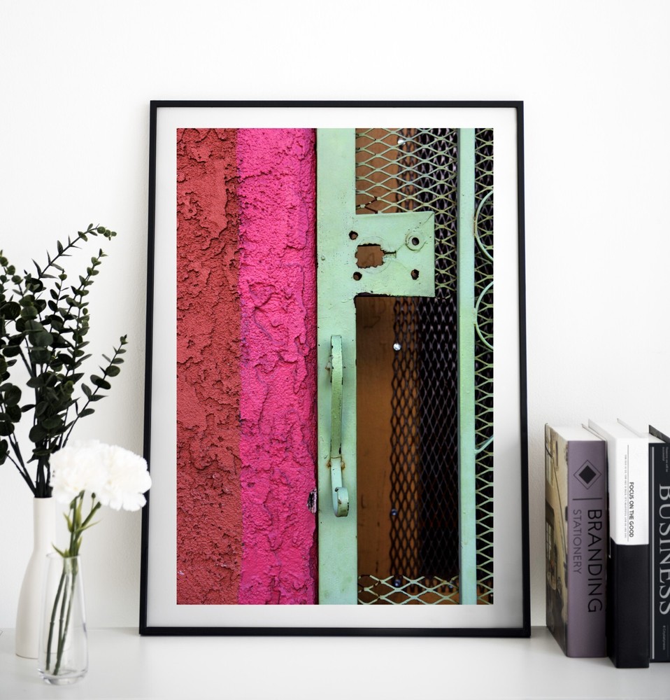 Screen Door Abstract Green Pink Red Wall Art Design Street Photography