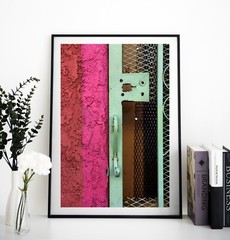 Screen Door Abstract Green Pink Red Wall Art Design Street Photography