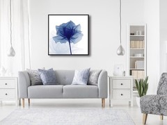 Pyradecor Large Black Framed Wall Art Blue Flickering Flower Canvas Prints Gr…