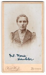 Photograph Karl Weiß, Buchen, Miss Marie Kenkler in dress CDV / Cabinet Photo
