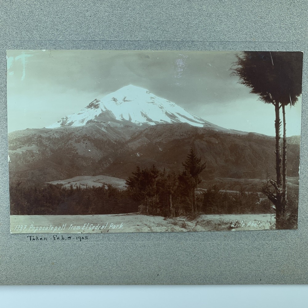 Original C. B. WAITE Photo, Popocatepetl From El Cedral Park, 2/5/1905 5” x 8”