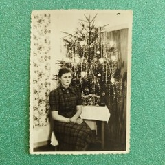 Alt Foto Antik Vintage Weihnachten Frau Woman Weihnachtsbaum Christmas old Photo