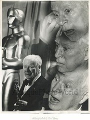 Charlie Chaplin receiving an Oscar art vintage photo montage by Clayton Bud Gray