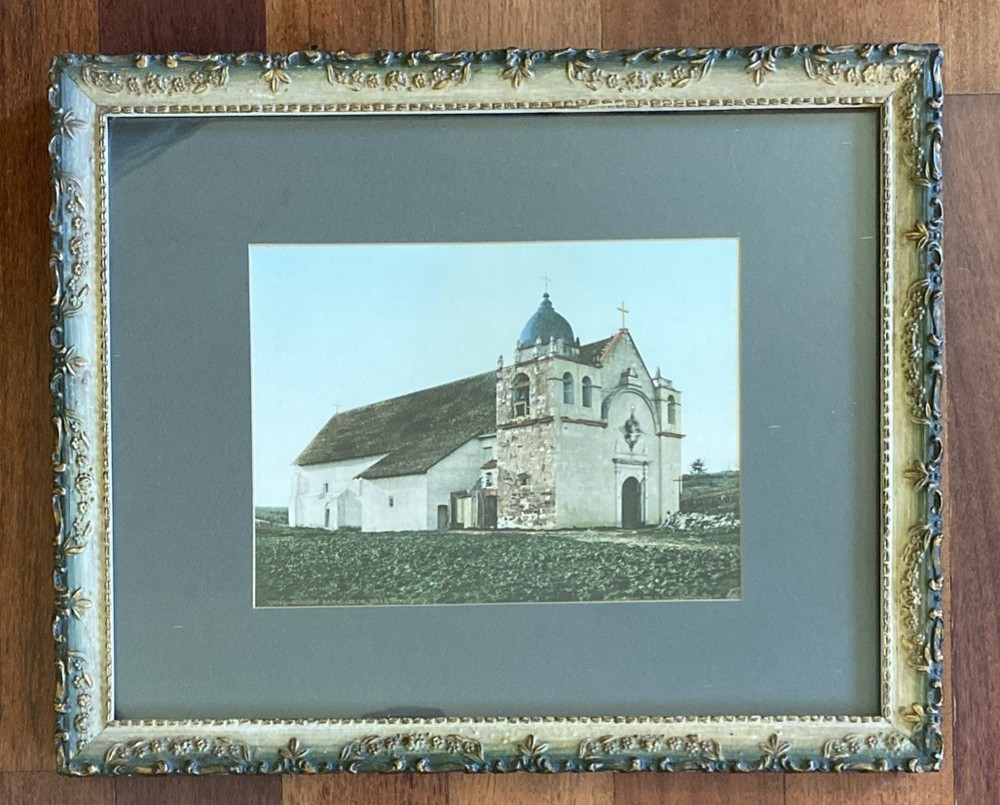 Antique San Carlos Mission Tinted Photograph Monterey California Vintage