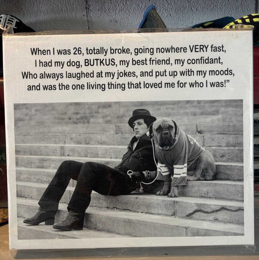ROCKY & HIS DOG Black & White Canvas Photograph Wall Art, Landscape Man & Dog