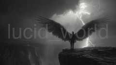 Dark Fallen Angel Wings Lightning Digital Art Download Gothic Fantasy Wallpaper
