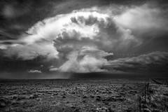 Supercell Thunderstorm Over Plains in Oklahoma Black and White Photography Print