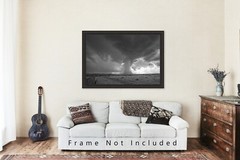 Storm Photography Print – Black and White Picture of Rain Shaft in West Texas
