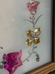 Victorian Motto Foil Metallic Floral Art «What is Home without a Mother» Vintage