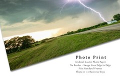 Storm Photography Print – Picture of Lightning Bolt on Stormy Day in Kansas