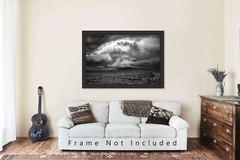 Supercell Thunderstorm Over Plains in Oklahoma Black and White Photography Print