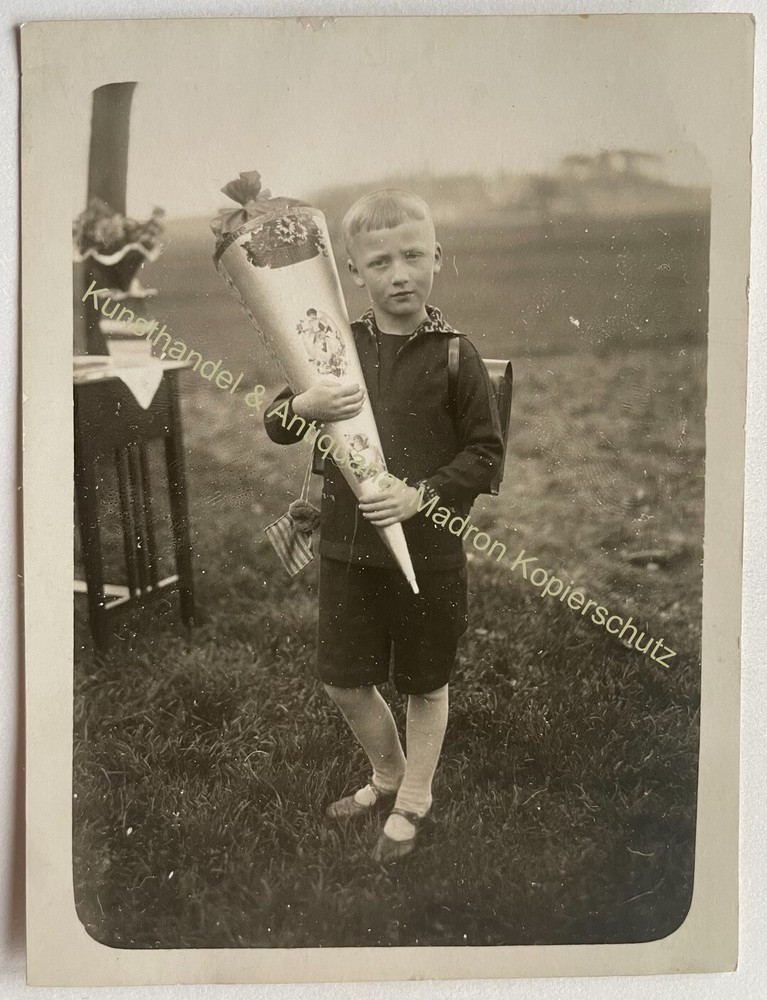orig. Photo Child Boy School Bag Enrollment First Day of School Grade School Circa 1920