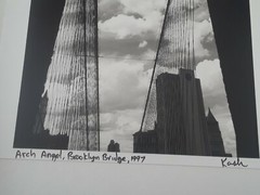 Vintage1997 B&W Photo Brooklyn Bridge, Arch Angel by Photographer Sam Kash