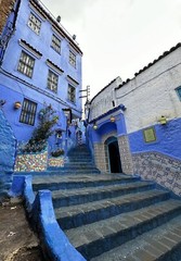 Beautiful Framed, Matted and Signed Photograph of Chefchaouen Morocco (Steps)