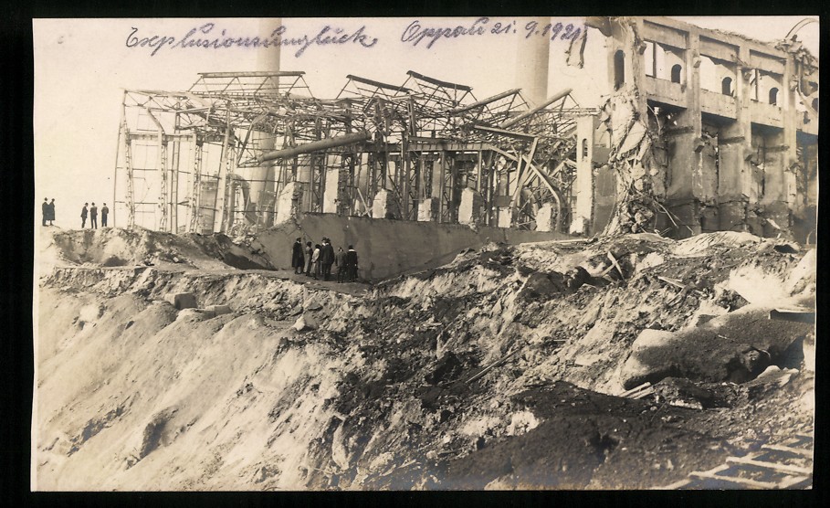 3 photographs view of Oppau, destroyed city after the explosion on 21.09.1921