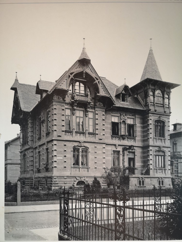 Large Phototype 1889. Karlsruhe. Villa Westendstraße 68. Hermann Oskar Reversewar