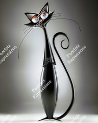 Set Of (5) Original Digital Art Images Of Various Feline Cat Abstract Wall