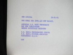 Vtg 1960s USS CORAL SEA CVA-43 Aircraft Carrier Photograph Press Release