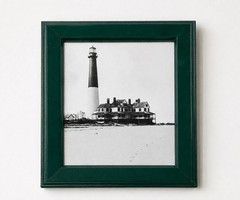 Vintage Barnegat Lighthouse Photo Keepers House NJ Hand Printed Framed Picture