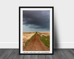 Country Photography Print – Vertical Picture of Dirt Road and Storm in Texas