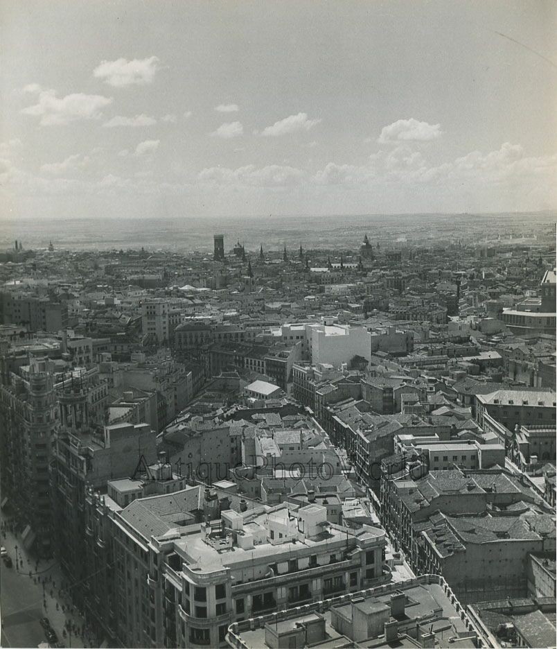 Madrid Spain city aerial view vintage art photo by Eileen Darby