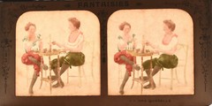 Stereo tissue card set, 6 Colorized views, Fantaisie, Une Querelle, BK