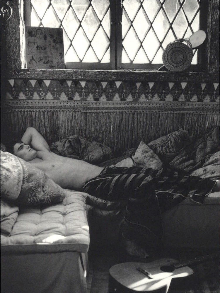 1999 Bruce Weber Male Model Bare Chest Peter Johnson Lounging Art Photo Gravure