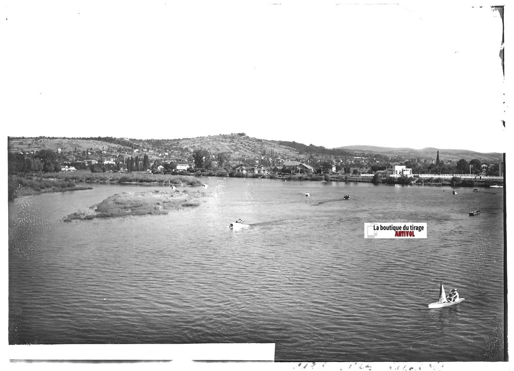 Glass Photo Plate Old Positive Black & White 13×18 cm Vichy, Allier Pedalos