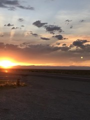 New Mexico Desert Sunset & Moon Photograph– Landscape Print – Southwest Wall Art