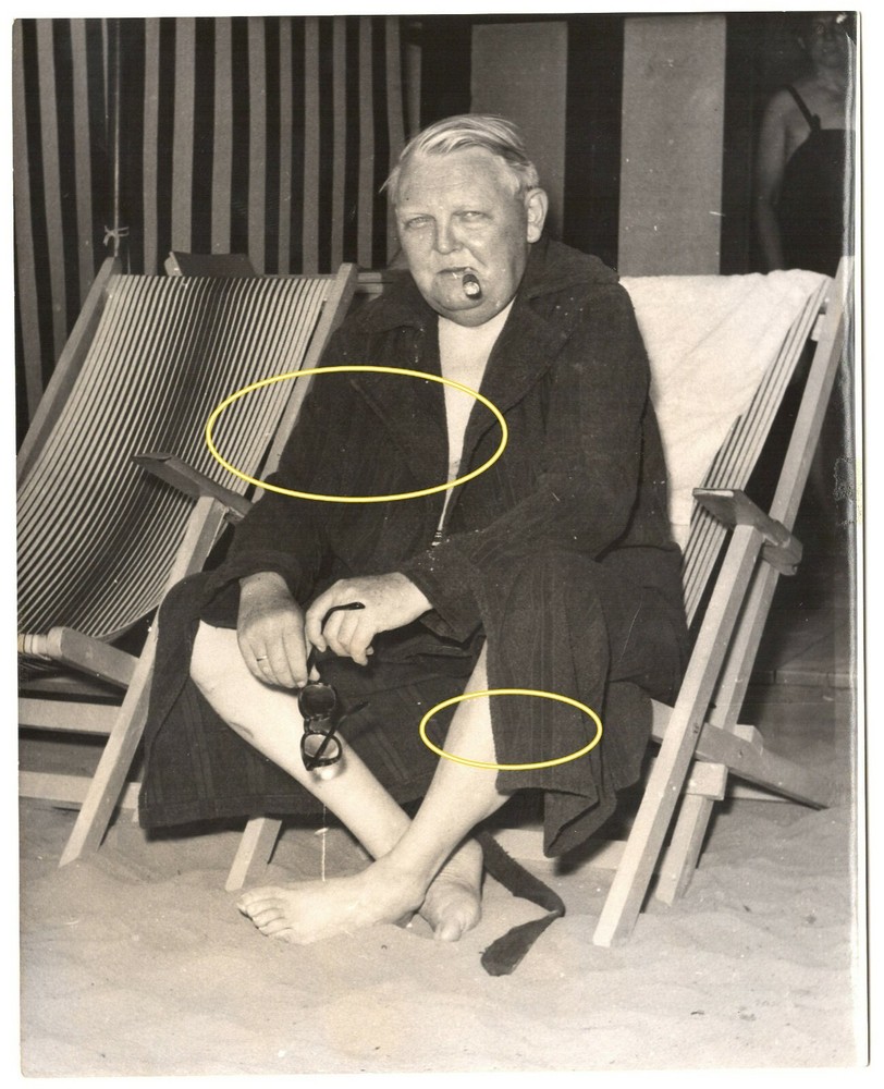 21x17cm org archive photo 1950s German Chancellor Ludwig Erhard in deck chair photo