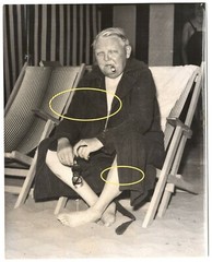 21x17cm org archive photo 1950s German Chancellor Ludwig Erhard in deck chair photo