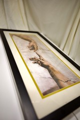 Creation of Adam, Wooden Framed Printed Wall Art ,Glass Protective Cover +2Hooks