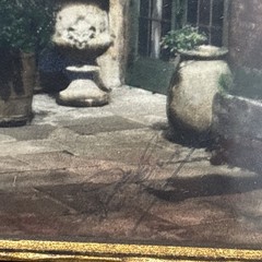 Old Brulatour Courtyard Tinted Photograph Delacroix Signed original frame 1930’s