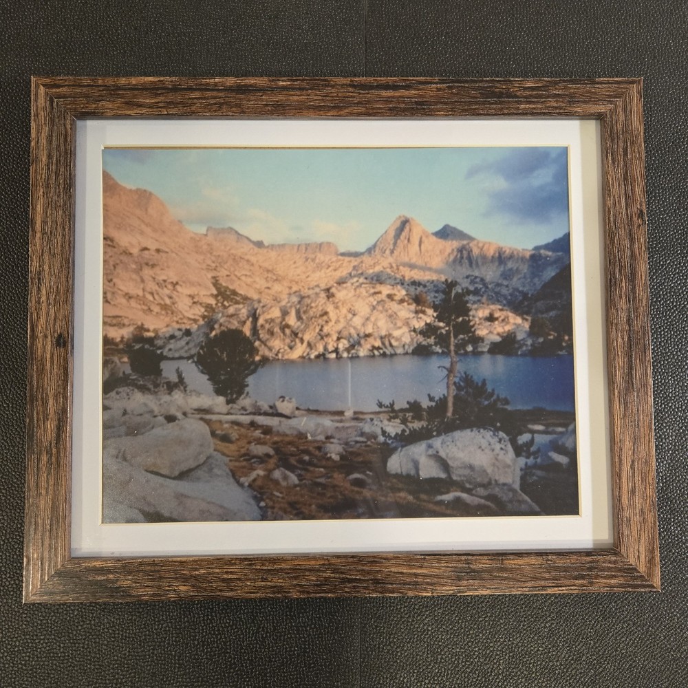 12×10 Desert Mountain Landscape Print in Standing Wooden Frame Home Decor