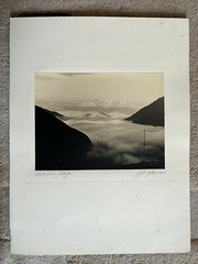 23x17cm on 42x32cm Beautiful Barite Photo Circa 1930 Mountains Signed Photo