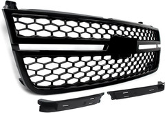 Gloss Black Front Upper Grill Compatible with 2003-2007 Chevy Silverado 1500 250