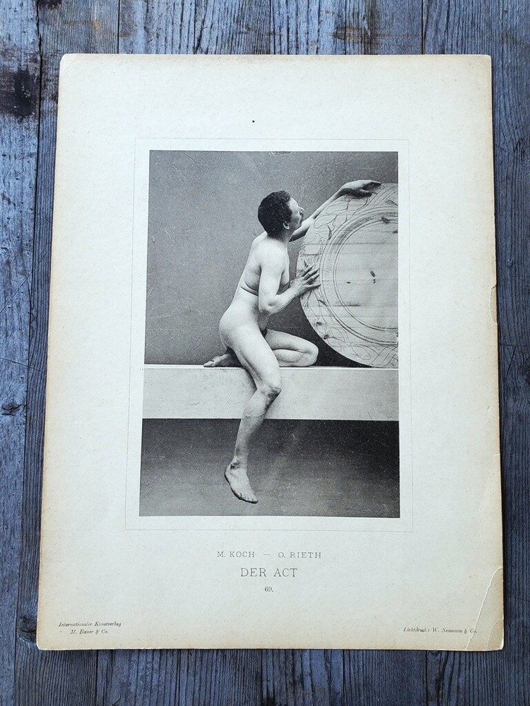 Rare 1894 Male Nude Collotype Photo – Koch / Rieth «Der Act»