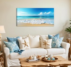 Beach Pictures Wall Art Canvas Print Ocean Pictures Wall Decor Blue Seascape …