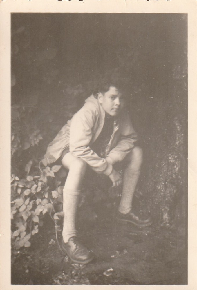 Photo Pretty Boy Lederhosen Boy Scouts in the Forest Snapshot 1950s